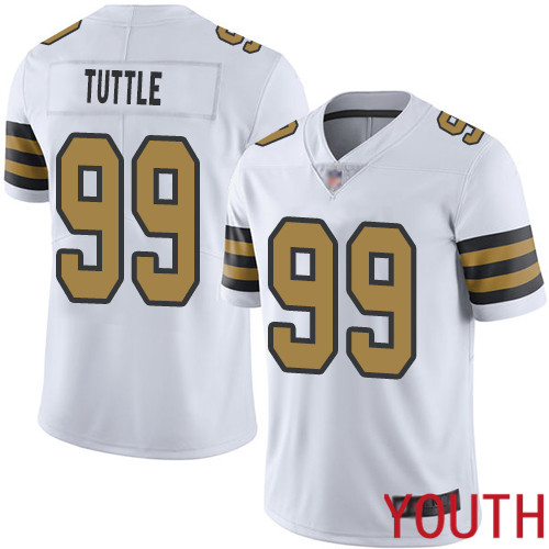 New Orleans Saints Limited White Youth Shy Tuttle Jersey NFL Football 99 Rush Vapor Untouchable Jersey